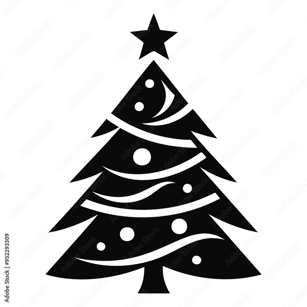 Christmas tree Black silhouette Vector Illustration isolated on a white background Christmas tree Black silhouette Vector Illustration isolated on a white background