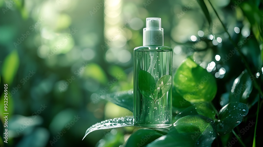 Green Jungle Transparent Skincare Product Toner : Generative AI Green Jungle Transparent Skincare Product Toner : Generative AI