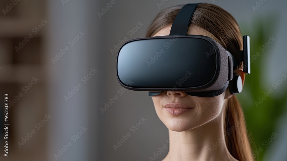 Woman Wearing Virtual Reality Headset Woman Wearing Virtual Reality Headset