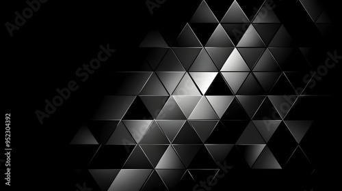 Abstract Geometric Low Polygon Triangle Pattern in Contrasting Black and White Tones
