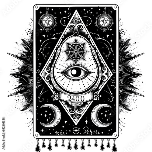Ouija Board very simple traditional tattoo flash styles illustration