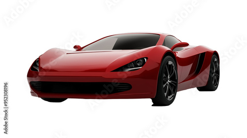 Red sports car isolated on transparent background