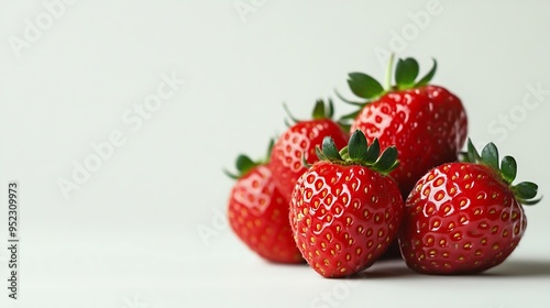 Red strawberries isolated on a white background : Generative AI