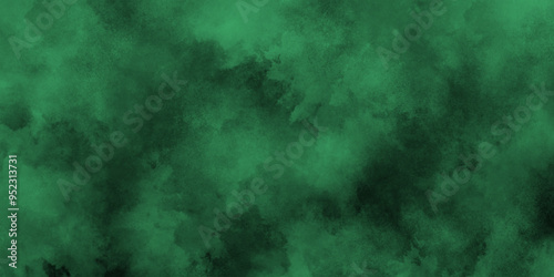 brush painted green background used in weeding card, cover, graphics design and web design, Abstract green smoke on black background, old style dark green grunge texture.	