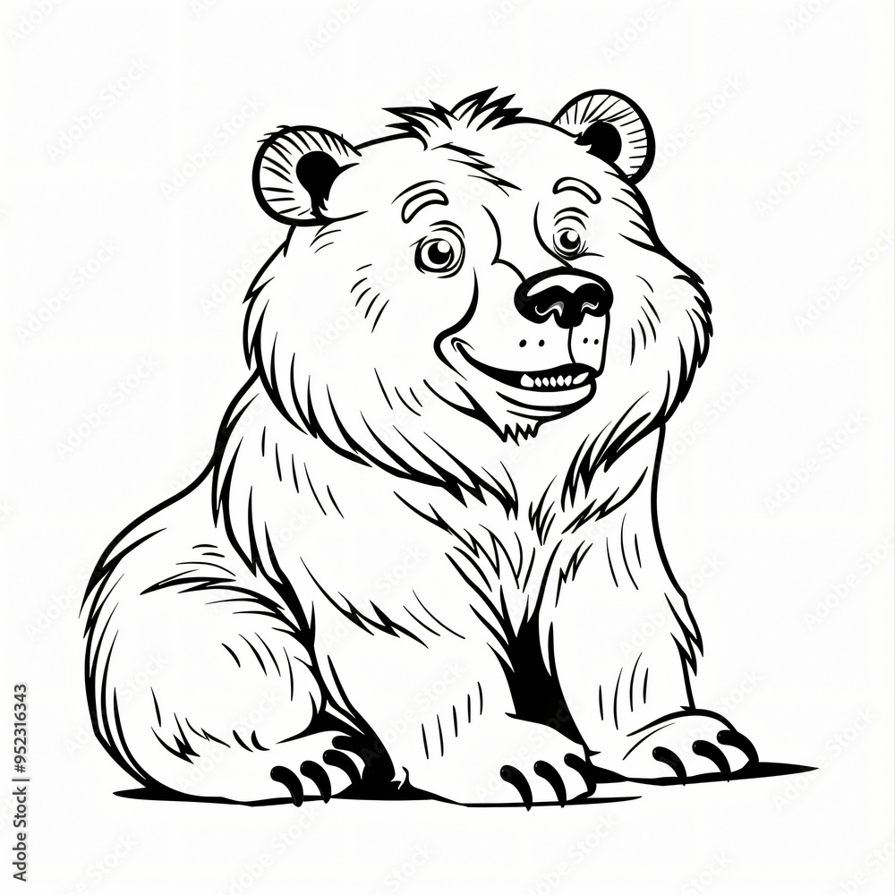 bear children coloring book page isolated