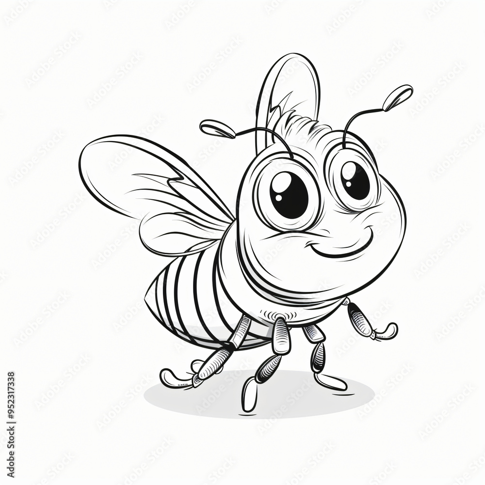 Fototapeta premium bee children coloring book page isolated