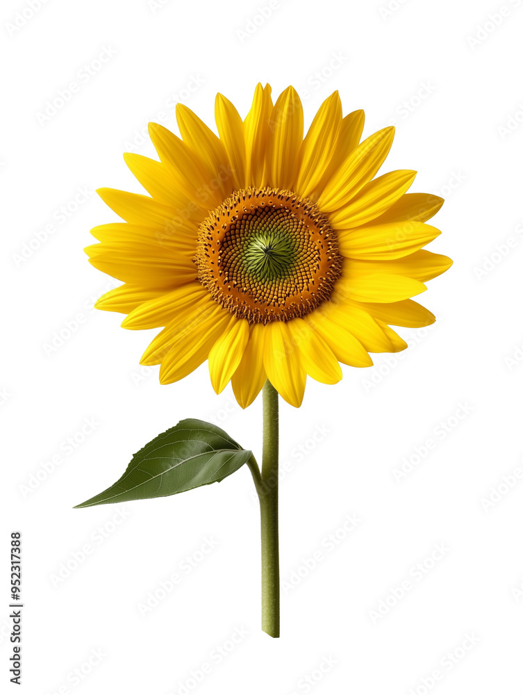 Fototapeta premium yellow sunflower with green petals isolated on transparent background