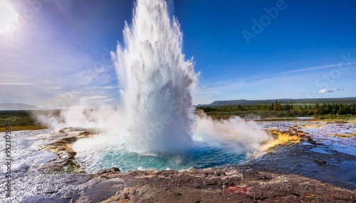 eruption of geyser in iceland splash