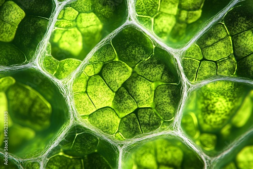 Green Plant Cell Structure Close Up
