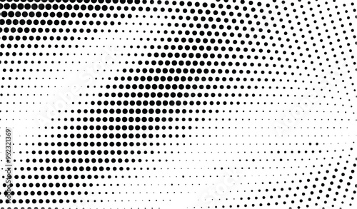Abstract monochrome halftone background. Wide vector illustration	