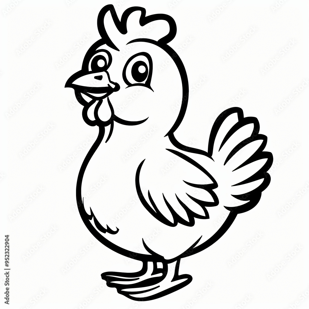 cartoon of a Chicken children coloring book page cartoon of a Chicken children coloring book page