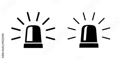 Flashing beacon icon. Icon of a special signal or flashing light on the roof of a car. Symbol of police, ambulance or dangerous goods. Light signal of emergency or breakdown service.