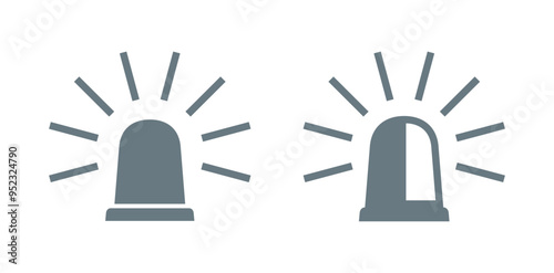 Flashing beacon icon. Icon of a special signal or flashing light on the roof of a car. Symbol of police, ambulance or dangerous goods. Light signal of emergency or breakdown service.