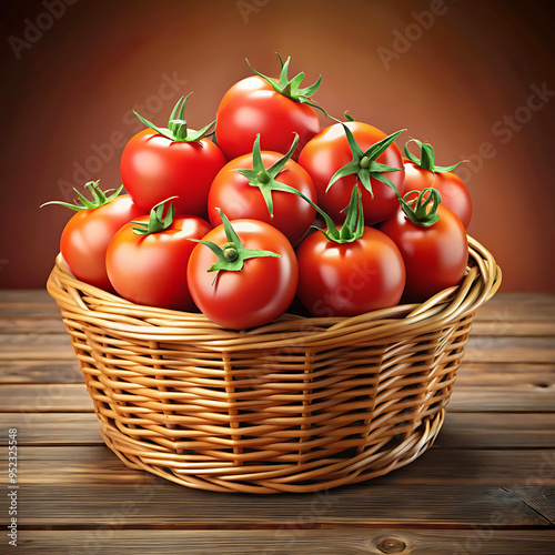 Front view fresh red tomatoes inside basket