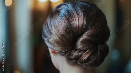 A close-up of a classic updo with a twist detail, creating a sophisticated and timeless hairstyle for formal occasions.