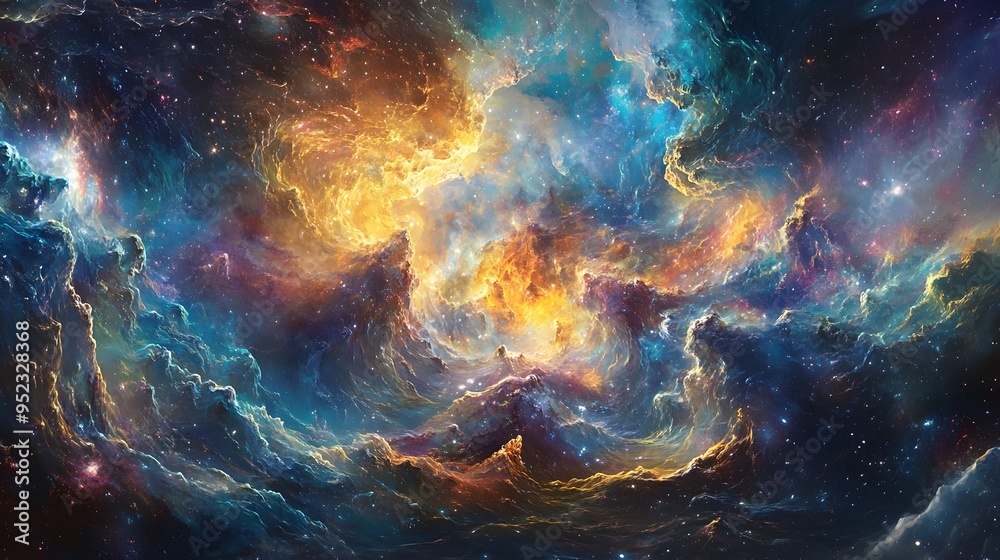 Fototapeta premium Mesmerizing Cosmic Explosion A Vibrant Interstellar Dance of Energy and Light