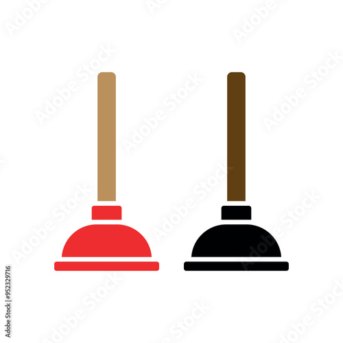 Plunger (Toilet Plunger) icon. Plumber's tool. Designed to clear clogged pipes.