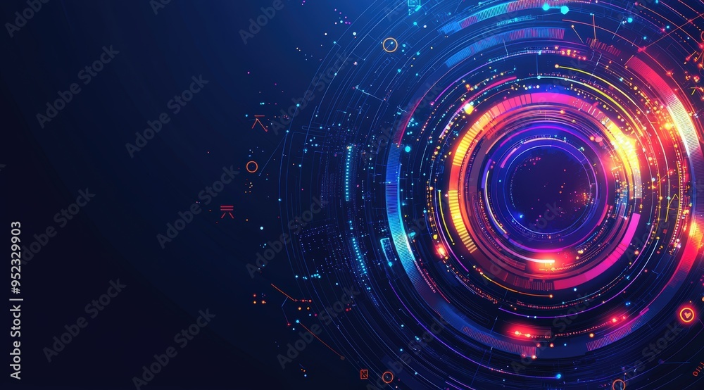Obraz premium Abstract digital art with glowing circles