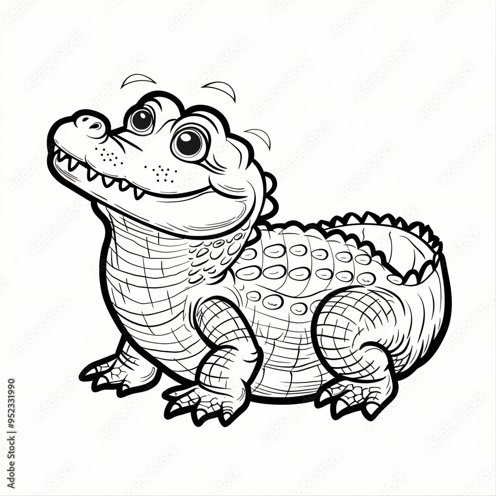Fototapeta premium Crocodile children coloring book page isolated