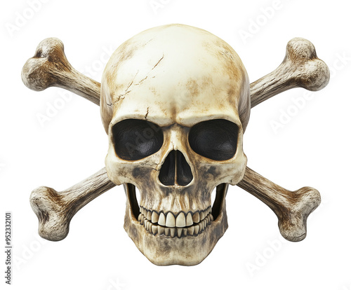 Skull and Crossbones Isolated on Transparent Background PNG 