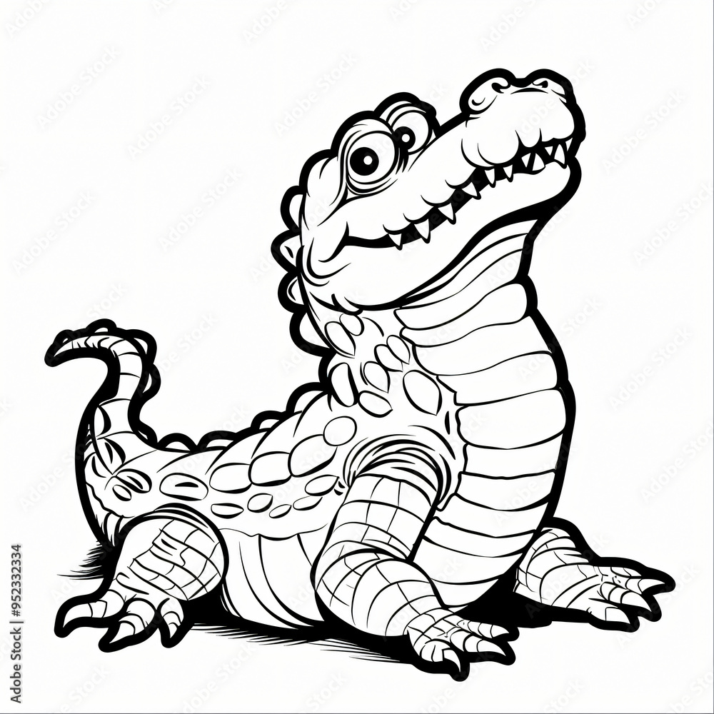 Fototapeta premium Crocodile children coloring book page isolated