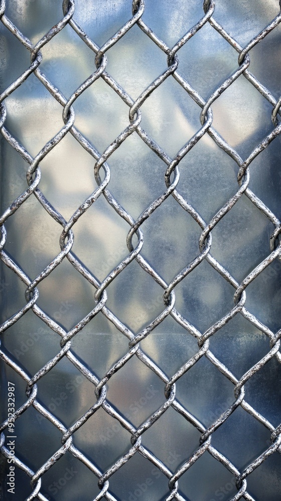 Fototapeta premium Elegant Metallic Mesh Pattern: Seamless Abstract Texture for Versatile Design Applications. Intricate Wire Grid Isolated on White, Perfect for Posters, UI, Web, and Game Backgrounds. Minimalist Compos