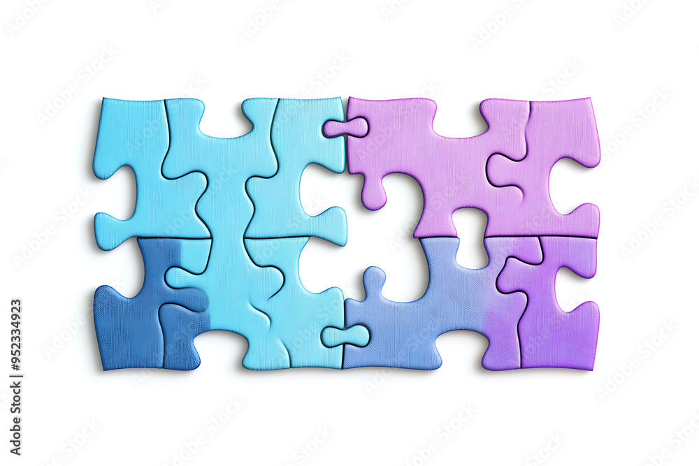 A simple and isolated image of a puzzle on a white background, representing problem-solving, connection, and the process of fitting pieces together to form a whole. A simple and isolated image of a puzzle on a white background, representing problem-solving, connection, and the process of fitting pieces together to form a whole.