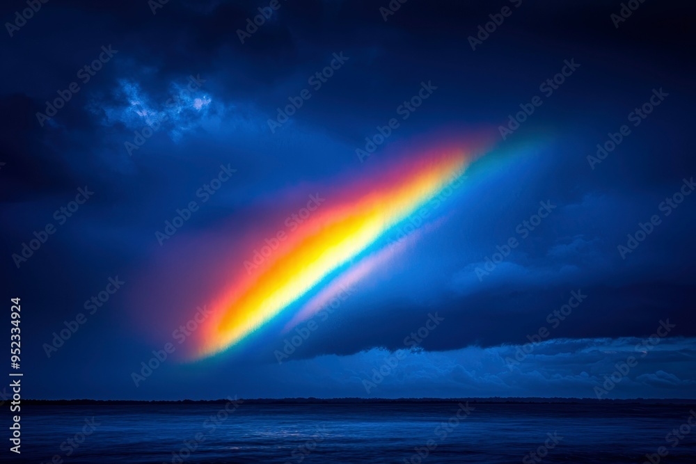A Rainbow Arcing Over a Dark, Stormy Sea A Rainbow Arcing Over a Dark, Stormy Sea