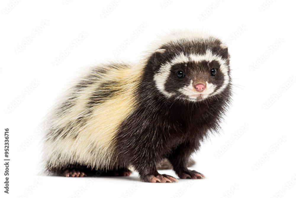 Saharan striped polecat, Ictonyx libycus, facing and looking at the camera Saharan striped polecat, Ictonyx libycus, facing and looking at the camera