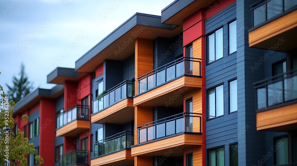 Exterior view of modern apartment building offering luxury rental units : Generative AI Exterior view of modern apartment building offering luxury rental units : Generative AI