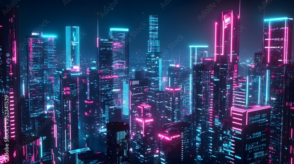 Obraz premium Futuristic Fintech Digital Banking Interface with Sleek Blockchain Data Visualization