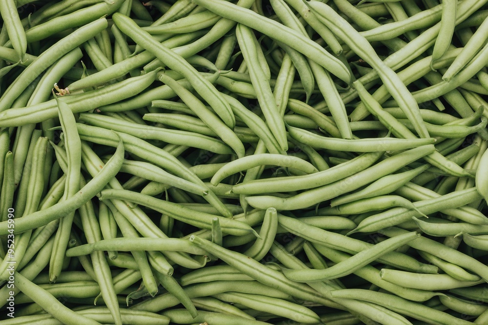Green beans background. Close-up of fresh green beans. Green beans background. Close-up of fresh green beans.