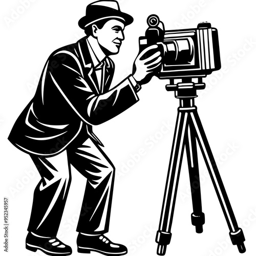 camera vector, photographer with a camera