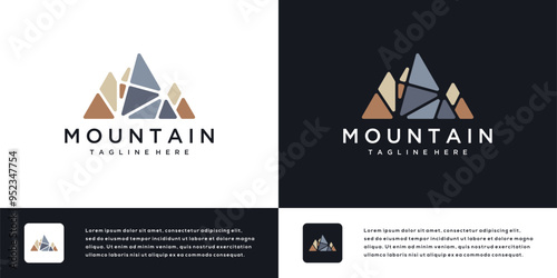 Mountain logo design template illustration with rocks forming a mountain