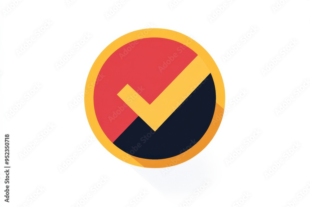 Checkmark inside a circle, simple forms, minimal flat design illustration on white background, copy space for stock photo with minimal concept, No logo, No Trademark, No text Checkmark inside a circle, simple forms, minimal flat design illustration on white background, copy space for stock photo with minimal concept, No logo, No Trademark, No text