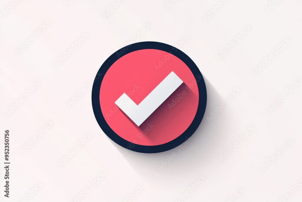 Checkmark inside a circle, simple forms, minimal flat design illustration on white background, copy space for stock photo with minimal concept, No logo, No Trademark, No text Checkmark inside a circle, simple forms, minimal flat design illustration on white background, copy space for stock photo with minimal concept, No logo, No Trademark, No text