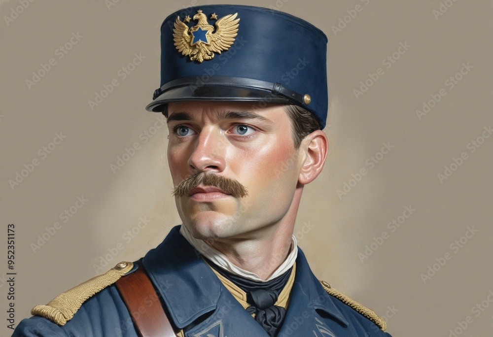 Watercolor illustration of a civil war soldier, illustration Watercolor illustration of a civil war soldier, illustration
