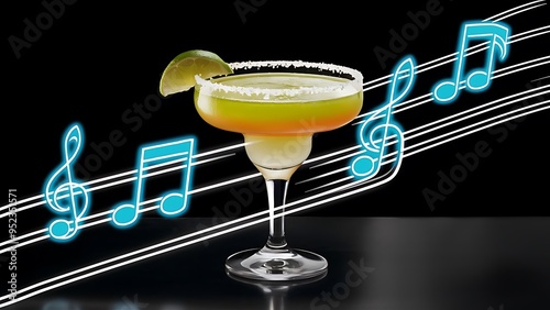 Thirst quenching margarita and bohemian rhapsody with lime on black backdrop, concept