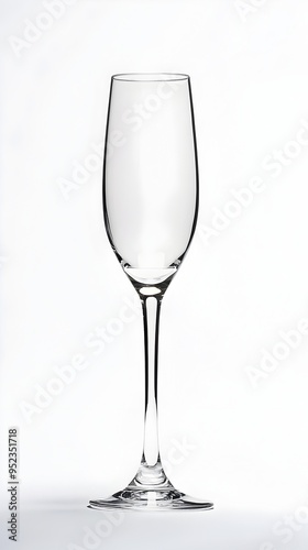 Solitary Champagne Flute on Crisp White Backdrop Minimalist Elegance and Sophisticated Aesthetic