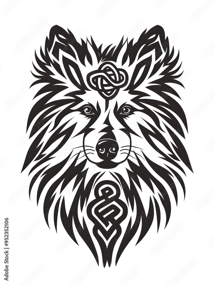 Pomeranian Dog head very simple traditional tattoo flash styles illustration Pomeranian Dog head very simple traditional tattoo flash styles illustration