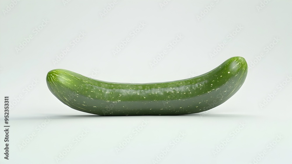 Solitary Cucumber Against Stark White Backdrop Captured in Crisp Detail Solitary Cucumber Against Stark White Backdrop Captured in Crisp Detail