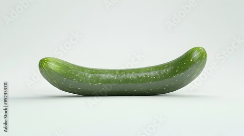 Solitary Cucumber Against Stark White Backdrop Captured in Crisp Detail