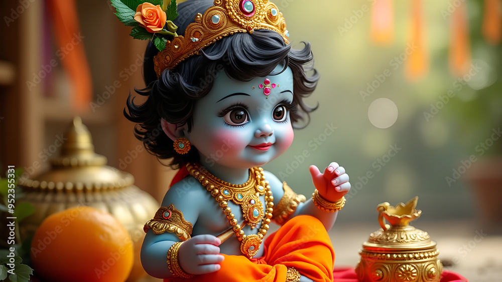 Shree Krishna for Janmashtami, Makhan Chor, Bal Krishna, Cute