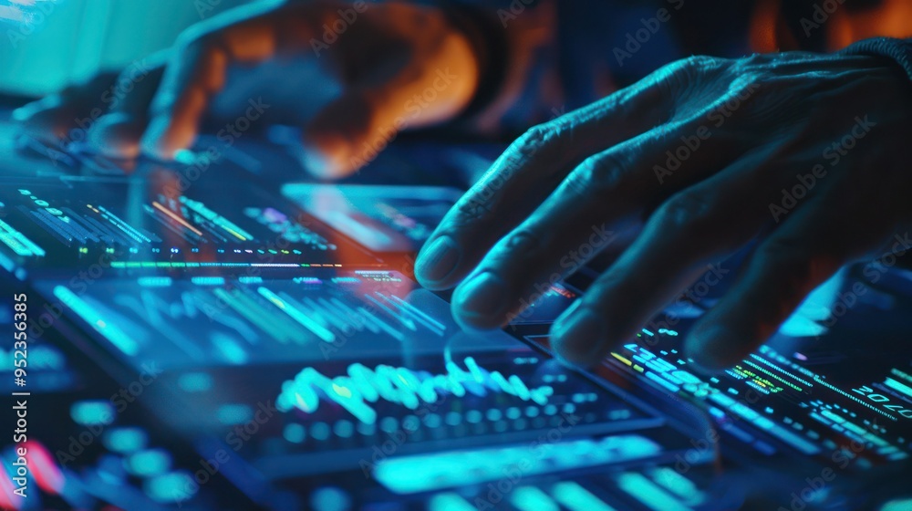 Close-up of hands analyzing digital analytics data during a digital consulting session. Close-up of hands analyzing digital analytics data during a digital consulting session.