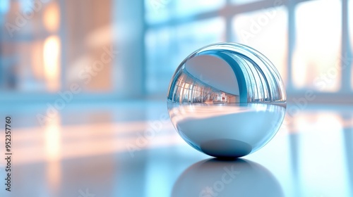 Simple abstract sphere, floating on a white background, 3D render illustration, copy space for stock photo with minimal concept, No logo, No Trademark, No text