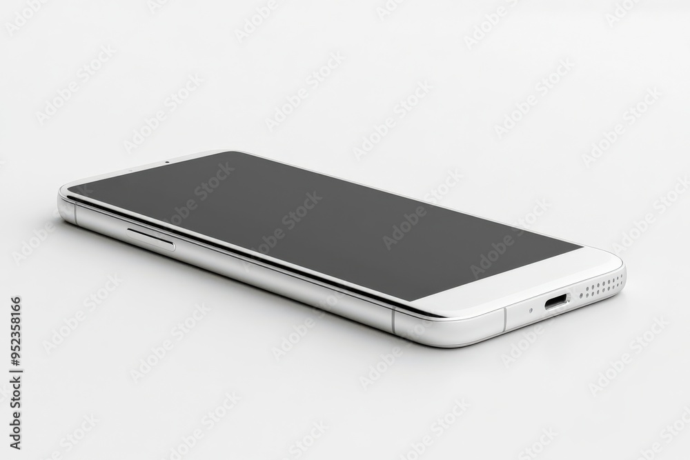 Sleek white smartphone, isolated on a white background, 3D render illustration, copy space for stock photo with minimal concept, No logo, No Trademark, No text Sleek white smartphone, isolated on a white background, 3D render illustration, copy space for stock photo with minimal concept, No logo, No Trademark, No text