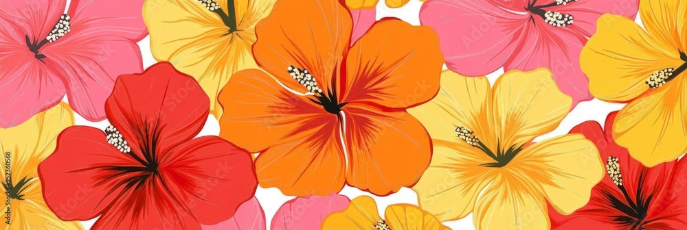 Hawaiin flowers in a minamilistist repeating pattern Hawaiin flowers in a minamilistist repeating pattern