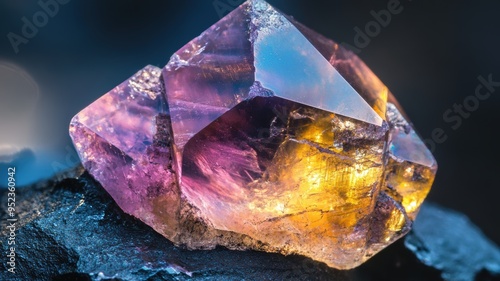 Alexandrite closeup displaying its unique colorchanging properties photo