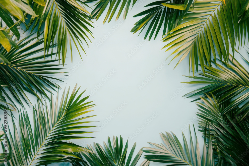 palm leaves background with middle copy space palm leaves background with middle copy space