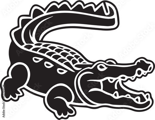 Alligator vector black silhouette design for T-Shirt